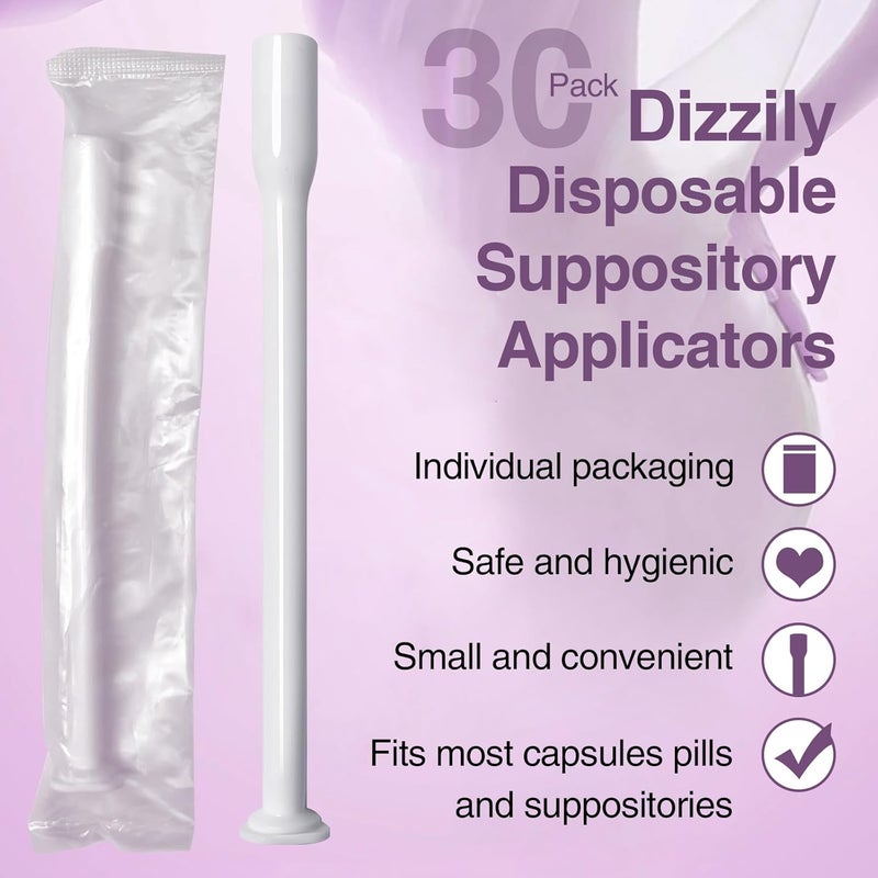 Dizzily 30 Pack Disposable Vaginal Suppository Applicators for Women, Individually Wrapped, Hygienic - Fits Most Boric Acid Suppositories, Pills, Tablet, Size 00 Cap-sules and Feminine Care Applicator - Image 2